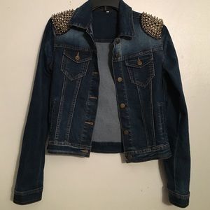 Forever21 spike embellished dark wash Jean jacket