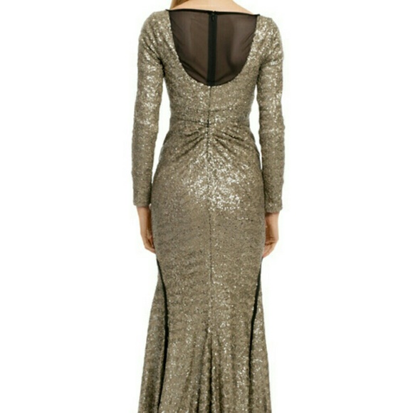 Z Spoke Zac Posen Gold Sequin Gown - Picture 3 of 4