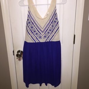 Cream and Cobalt beaded dress