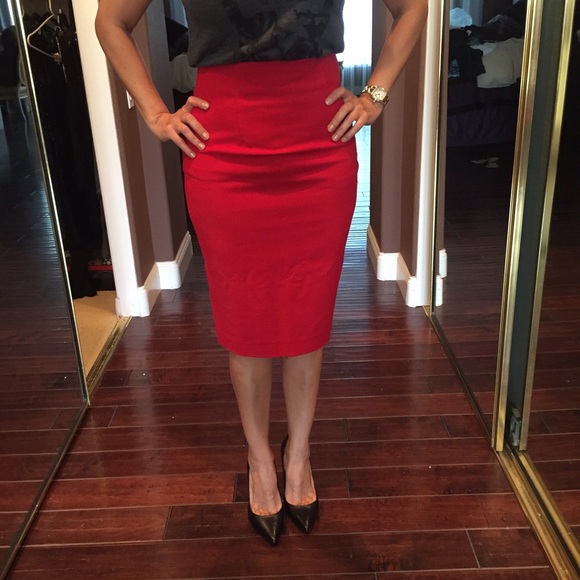 Red Zara Pencil Skirt
