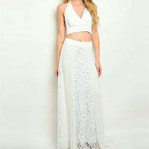 Two  piece ivorywhite top and skirt