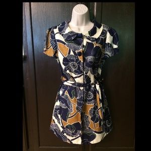 Blue & yellow dress/ top with belts. Like new. M.