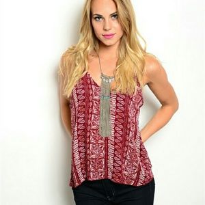Red laced back tank top