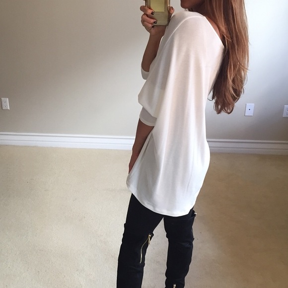 • SOLD • Soft White Dolman Top M - Picture 2 of 4