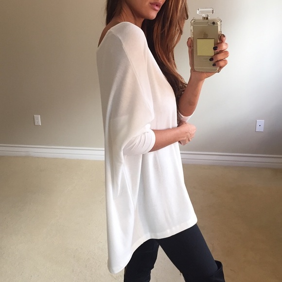 • SOLD • Soft White Dolman Top M - Picture 3 of 4