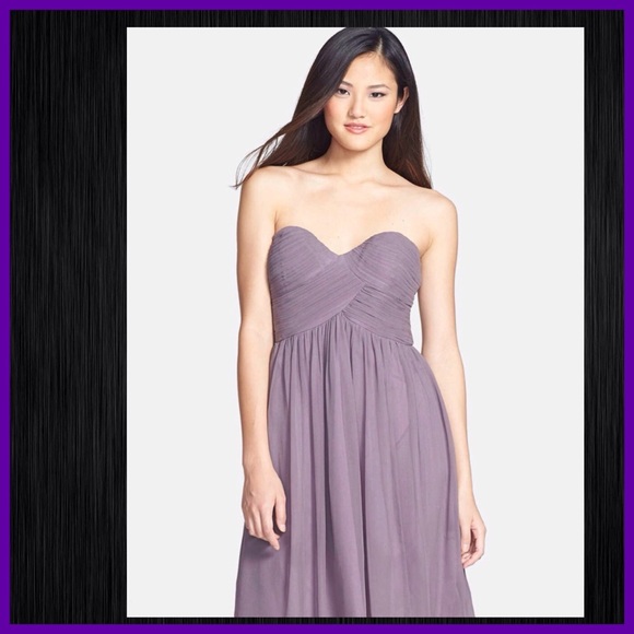 Strapless Silk Chiffon Party Dress - Picture 2 of 3