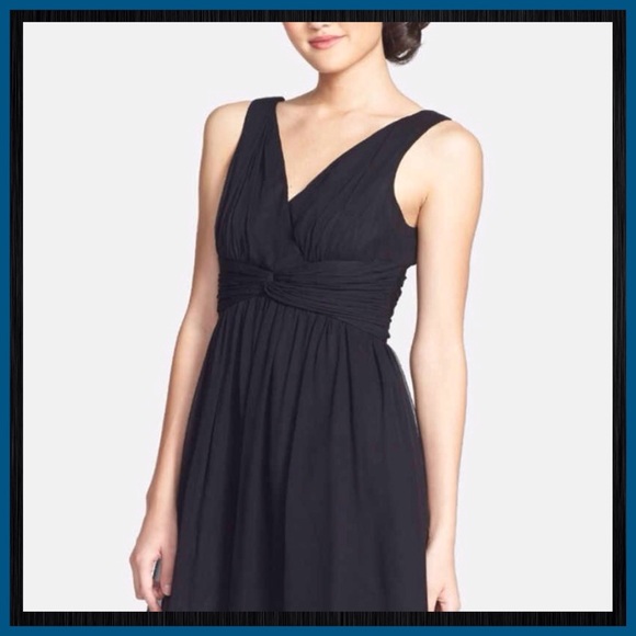 V-neck Twist Silk Chiffon Party Dress - Picture 2 of 3