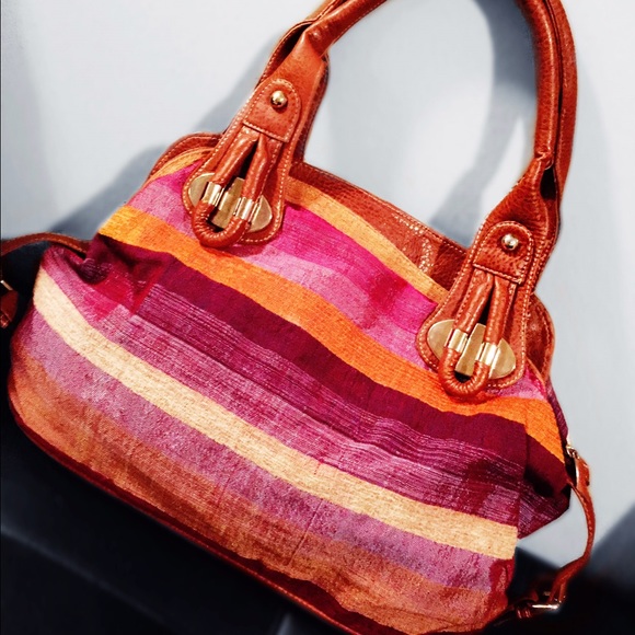 Authentic leather and woven Moroccan bag