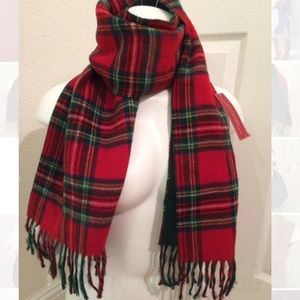 New Red Tartan Plaid Scarf Forest Green Unisex