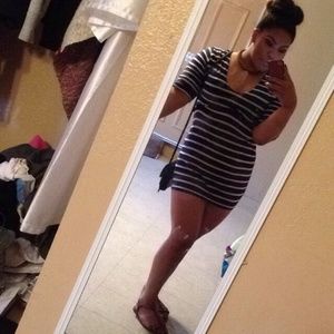 Navy, White Stripped Dress