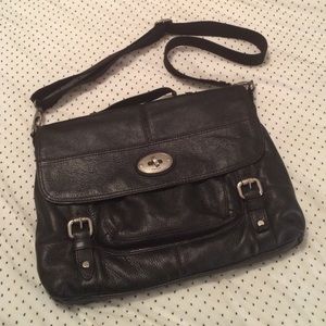 Fossil Black Leather Laptop Bag