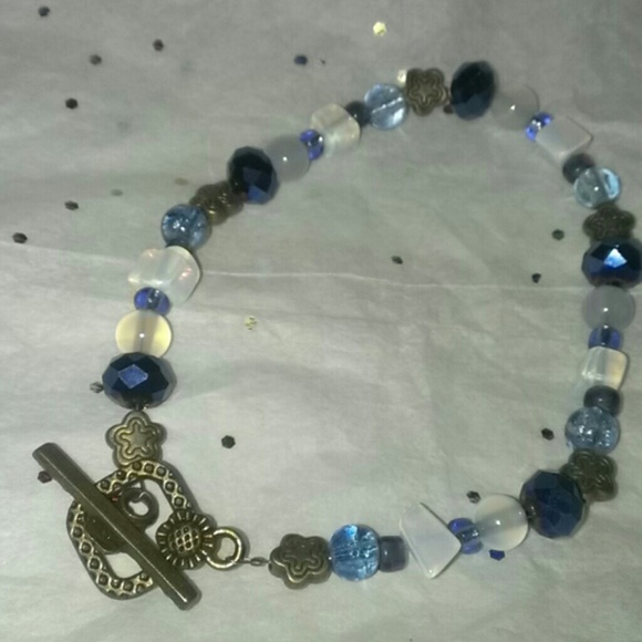 Handmade glass bead toggle bracelet