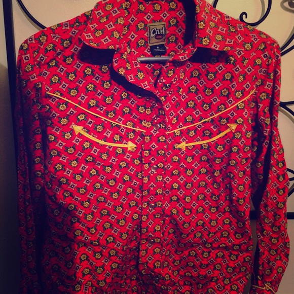 Red yellow Crual simple dress shirt