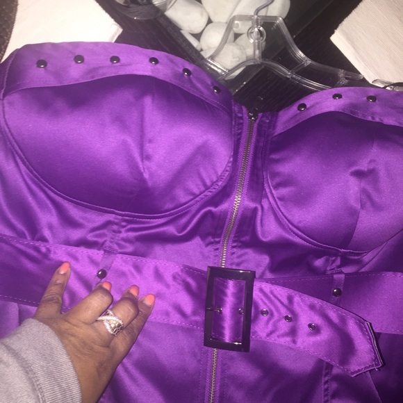 Plus Size Purple Bustier Satin Top