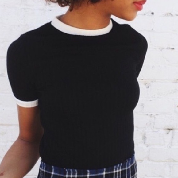 Brandy Melville , Black Knit Crop Top Small/Medium