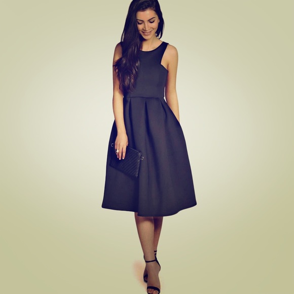Boohoo Midi Scuba Dress Black