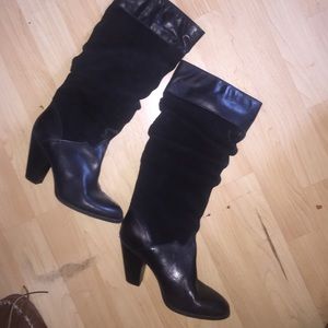 Black leather and suede boots size 10
