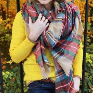 Plaid blanket scarf