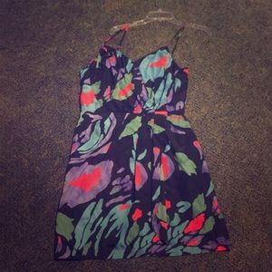 Colorful zippered back spaghetti strap dress
