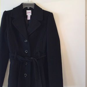 Black Long Warm Peacoat Trench
