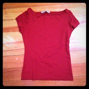 Red boat neck Zara basic top