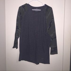 American Eagle Camo Baseball Shirt