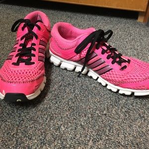 Hot pink Adidas tennis shoes