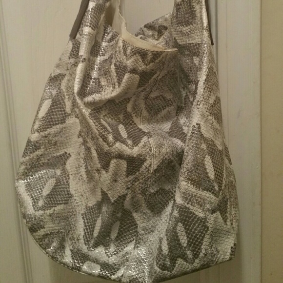 Metallic snakeskin hobo bag