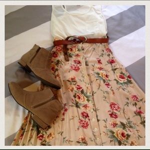 Vintage Dusty Rose Maxi Skirt