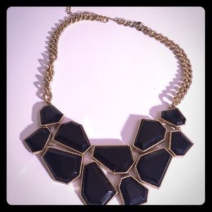 Black and gold geometric bib necklace