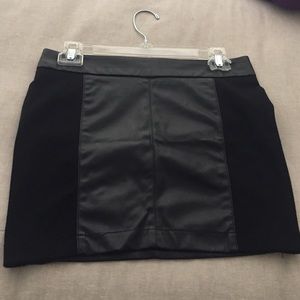 Black leather mini skirt