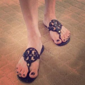 Tory Burch Miller Sandals--Patent Black--