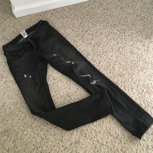 Gray distressed 23 true religion jeans