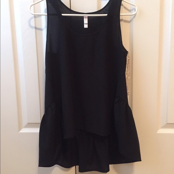 High Low Black Tank Top