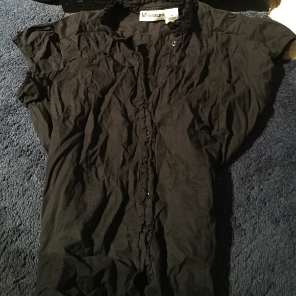 Black ruffle blouse
