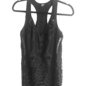 Black mini dress with fringe