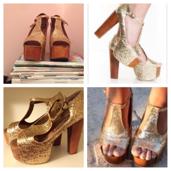 ⚡️SOLD Jeffrey Campbell Foxy Gold Glitter Heels - Picture 4 of 4