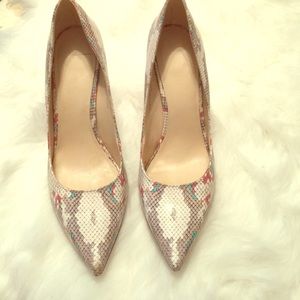 Size 9.5 multicolor snakeskin print high heels