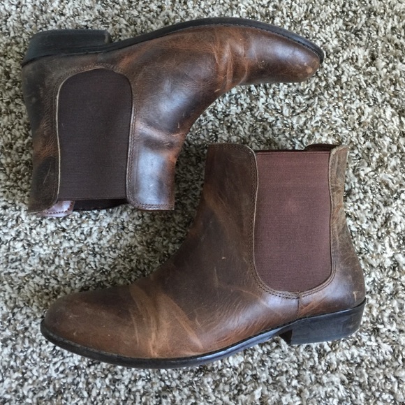 Brown leather ankle boots