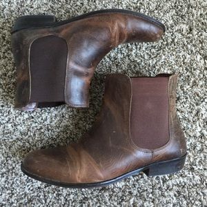 Brown leather ankle boots