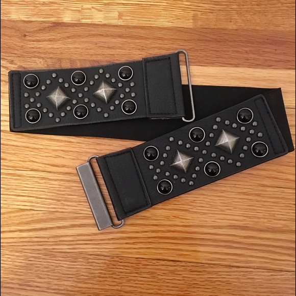 Black Studded High-Waisted Belt