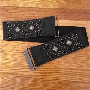 Black Studded High-Waisted Belt