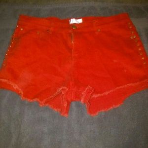 Red high wasted shorts