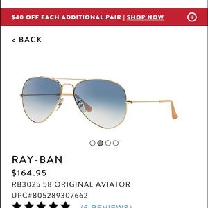 Gold and Blue Ray Bans