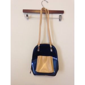Metallic Blue & Tan Purse/Backpack