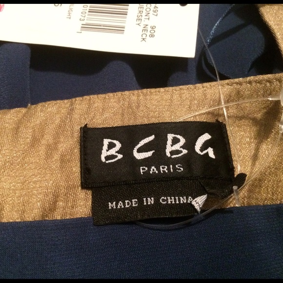 BCBG Blue & Gold Halter Dress - Picture 3 of 3