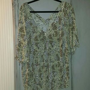 3/4 SLEEVE AMERICAN RAG LEOPARD PRINT SHIRT