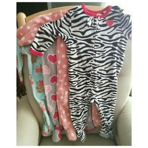 4 fleece pj's with feet