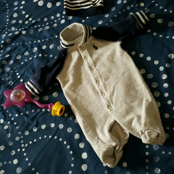 Ralph Lauren footed newborn thick onesie with hat