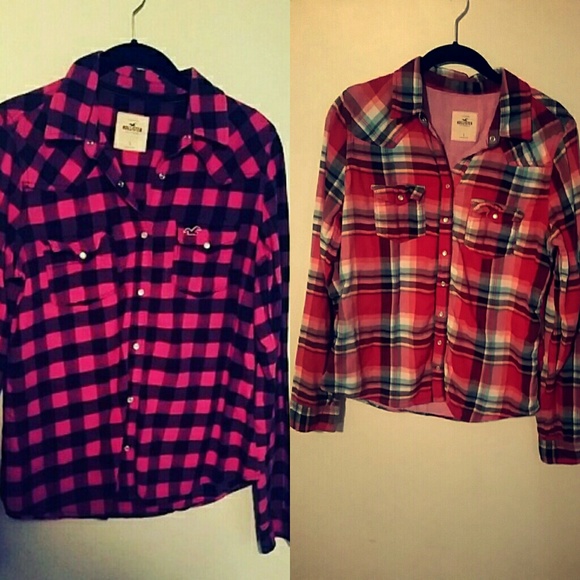 Two Hollister flannels worn a few times (no damage
